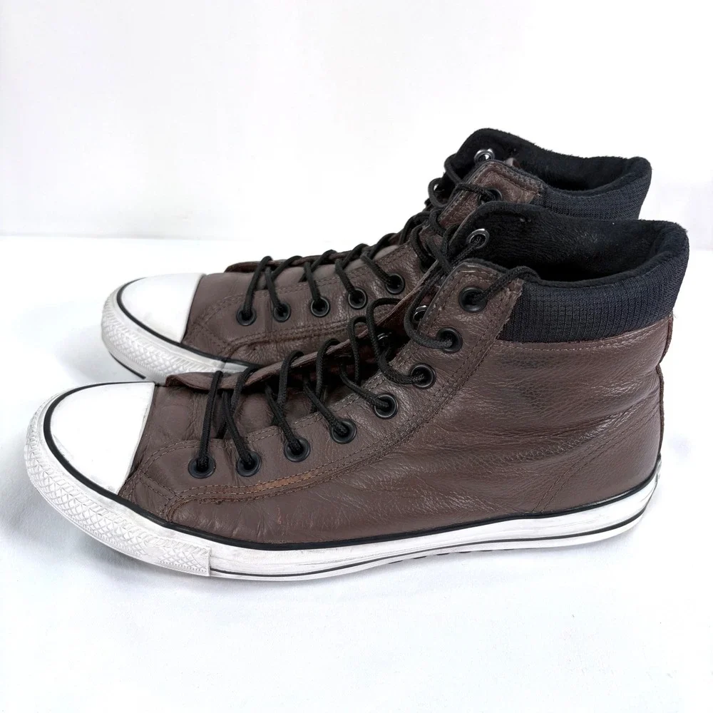 Converse Chuck Taylor All Star Brown Leather High Top Sneakers 162413C Mens 10 - Picture 4 of 11